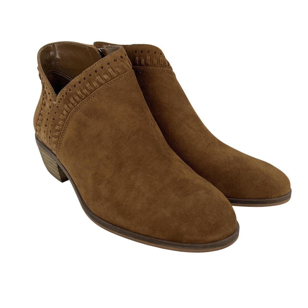 Vince Camuto Boots Womens Size 8.5 Brown Suede Ankle Zip Booties VC-PARRLA